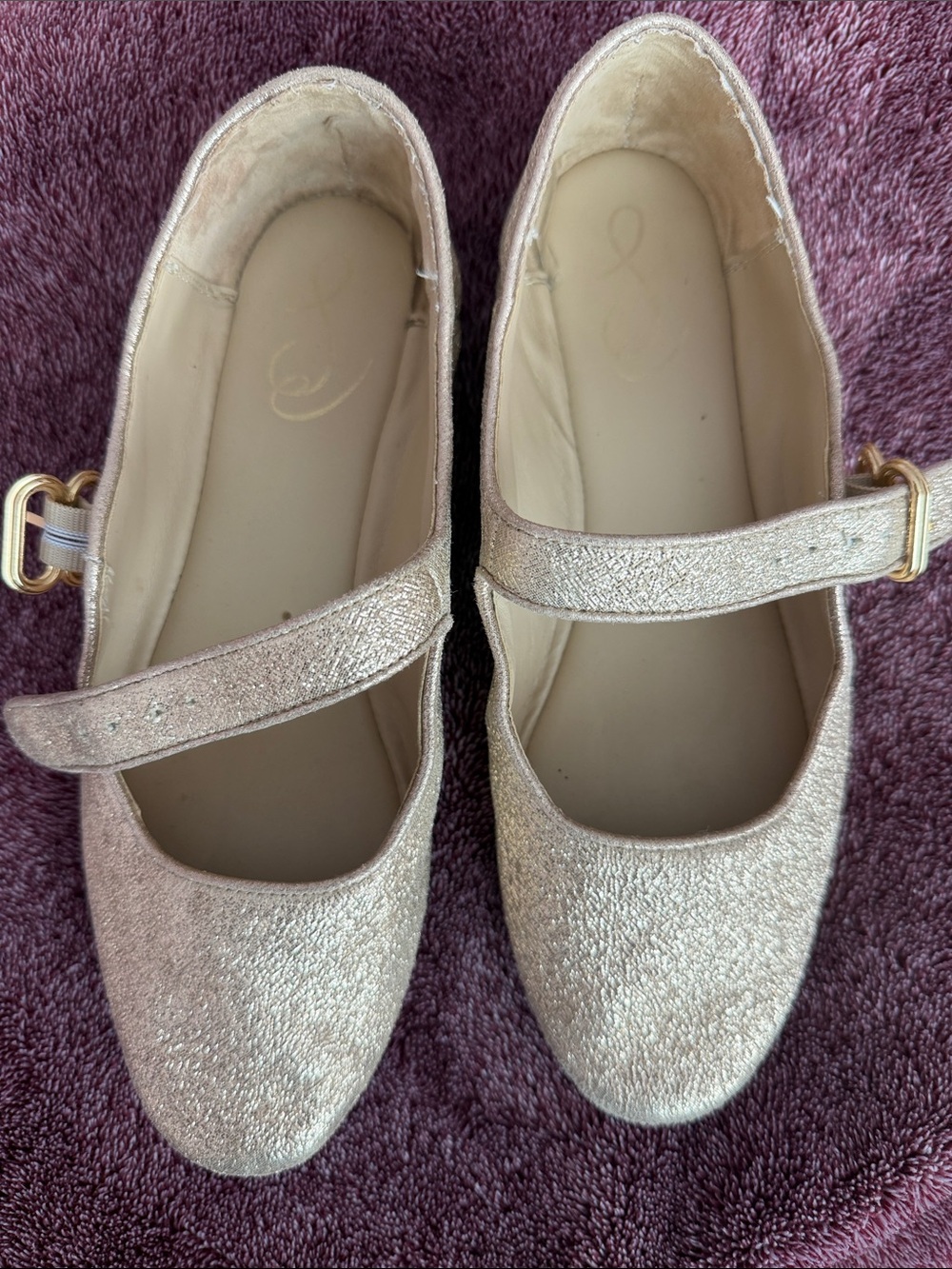 Sam Edelman Girls Gold Glitter Mary Jane Flats
